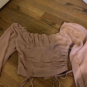 Forever 21 Long Sleeve Balloon Blush Ruched Top